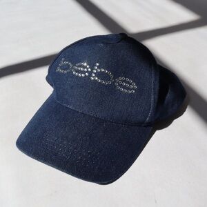 Bebe Blue Denim Cap with Rhinestone Logo